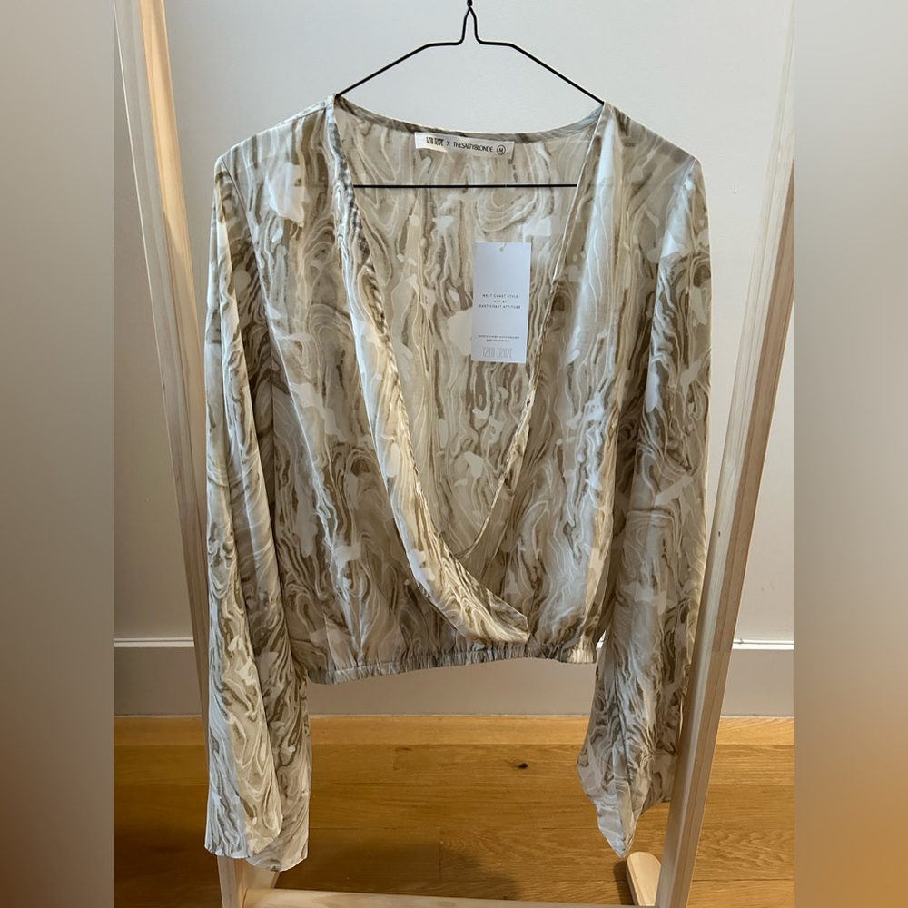 12th Tribe Cream and Brown Blouse